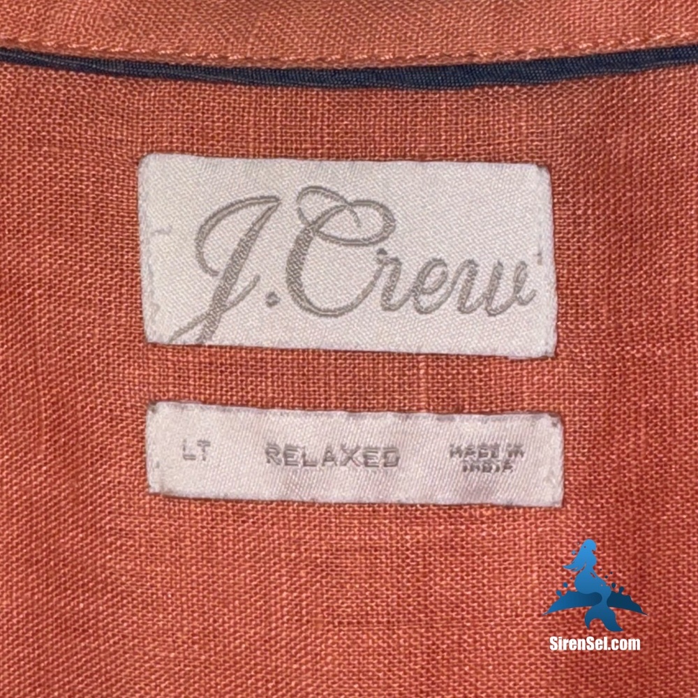 1146 J. Crew Relaxed-fit Short-Sleeve Linen Shirt-Dress - Size L - Orange - Picture 7 of 16